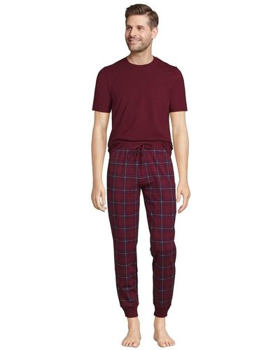Lands' End Knit Jersey Pajama Sleep Set - Red