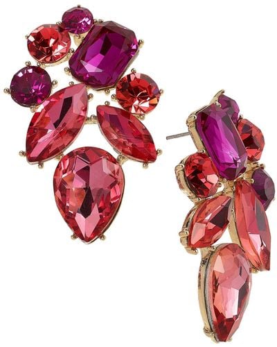 INC International Concepts Gold-tone Crystal Cluster Drop Earrings - Red
