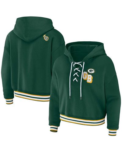 WEAR by Erin Andrews Bay Packers Plus Size Lace-up Pullover Hoodie - Green