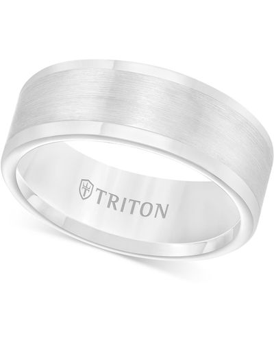 Triton Men's Ring, 8mm White Tungsten Wedding Band - Multicolor