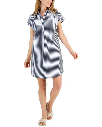 Style & Co. Striped Shirtdress, Created For Macy's - Blue