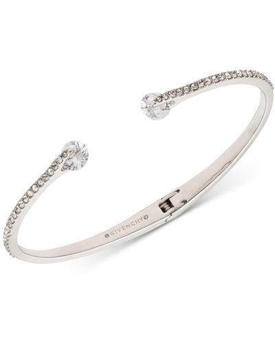 Givenchy Crystal & Pave Hinged Bangle Bracelet - Metallic