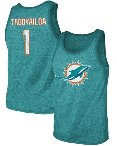 Fanatics Tua Tagovailoa Miami Dolphins Name And Number Tri-blend Tank Top - Green