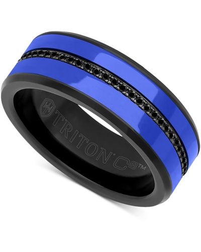 Triton Black Sapphire & Ceramic Wedding Band (1/4 Ct. T.w. - Blue