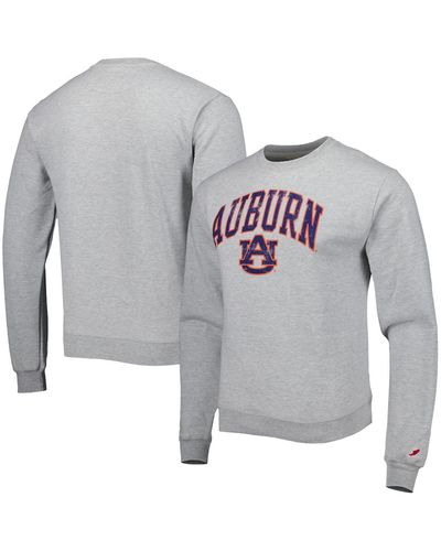 League Collegiate Wear Heather Auburn Tigers 1965 Arch Essential Fleece Pullover Sweatshirt - Gray