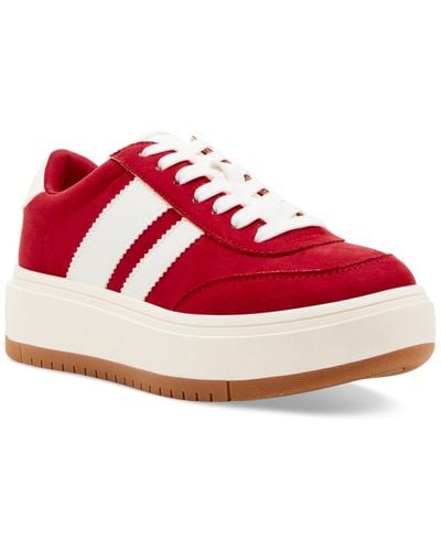 Madden Girl Navida Lace-up Low-top Platform Sneakers - Red