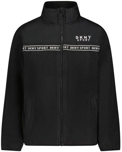 DKNY Boys Polar Fleece Zip Up Jacket - Black