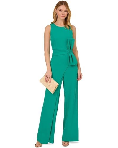Adrianna Papell Wide-leg Crepe Jumpsuit - Green