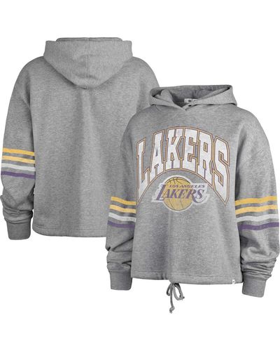 '47 Distressed Los Angeles Lakers Upland Bennett Pullover Hoodie - Gray