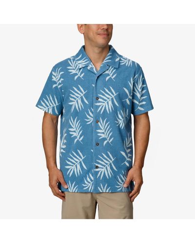 Reef Kenji Knit Short Sleeve Button Up Shirt - Blue