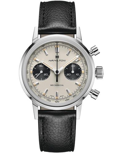 Hamilton Swiss Intra-matic Chronograph H Leather Strap Watch 40mm - Gray