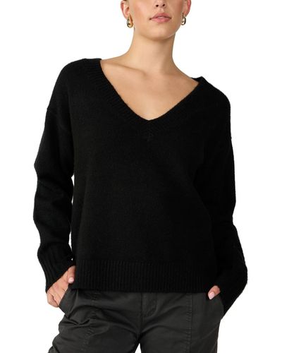 Sanctuary Easy Breezy V-neck Pullover Sweater - Black