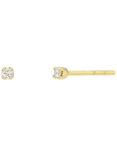 Zoe Lev Mini 4 Prong Diamond 14k Yellow Stud Earrings - Metallic