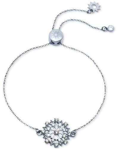 Marchesa Crystal Open Floral Slider Bracelet - White