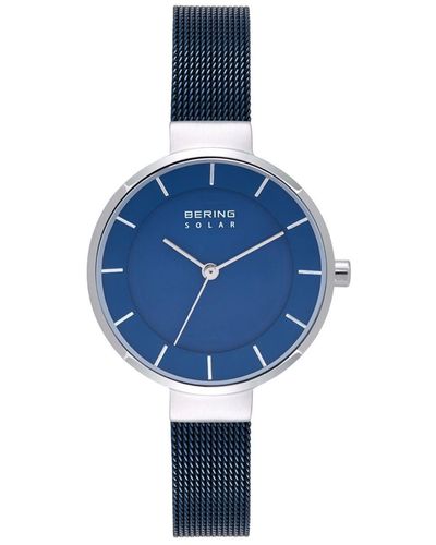 Bering Solar Powered Stainless Steel Mesh Bracelet Watch 31mm - Blue