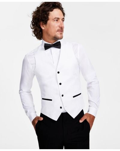 Alfani Slim-fit Stretch Tuxedo Vest - White