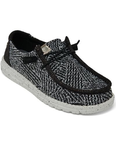 Hey Dude Wendy Woven Zig Zag Casual Moccasin Sneakers From Finish Line - Black