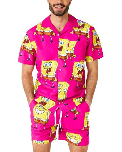 Opposuits Short-sleeve Spongebob Graphic Shirt & Shorts Set - Pink