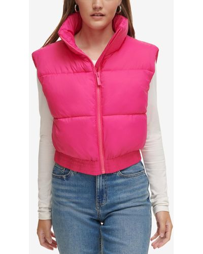 Calvin Klein Extended-shoulder Cropped Puffer Vest - Pink