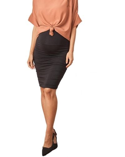 ANGEL MATERNITY Maternity The Ruched Fitted Bamboo Skirt - Black