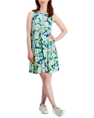 Style & Co. Printed Knit Tank Dress, Created For Macy's - Green