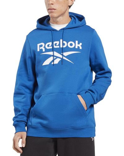 Reebok Identity Classic-fit Stacked Logo-print Fleece Hoodie - Blue