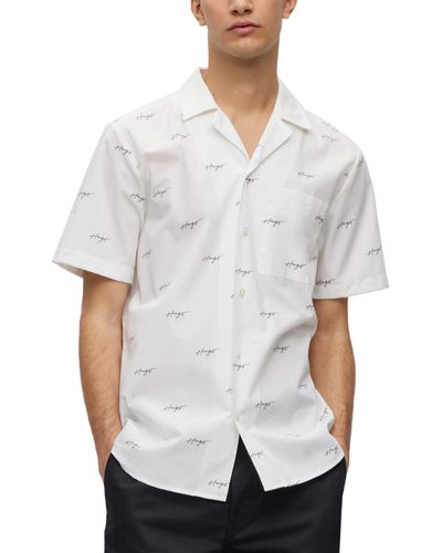 HUGO By Boss Ellino Regular-fit Logo-print Cotton Shirt - White