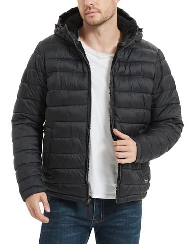 Hawke & Co. Sherpa Lined Hooded Puffer Jacket - Black