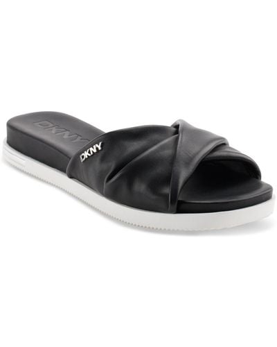 DKNY Jezebel Twisted Slide Sandals - Black