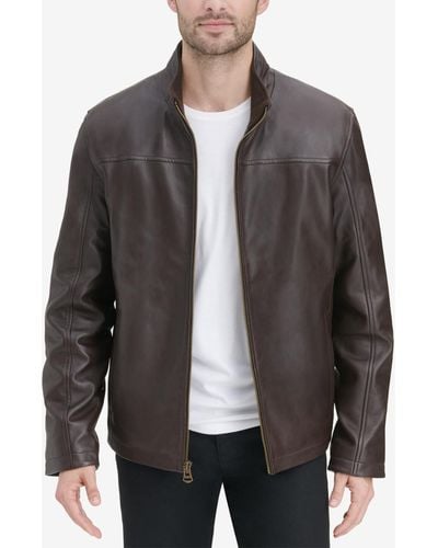 Cole Haan Smooth Leather Jacket - Brown