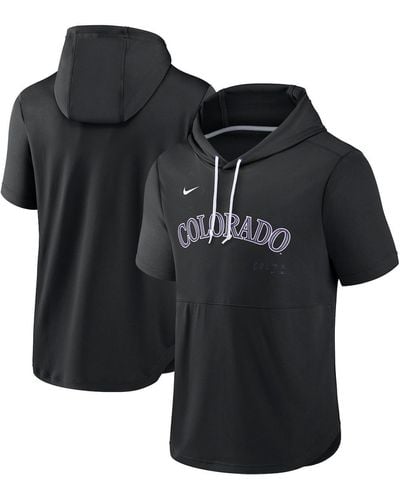 Nike Colorado Rockies Springer Short Sleeve Team Pullover Hoodie - Black