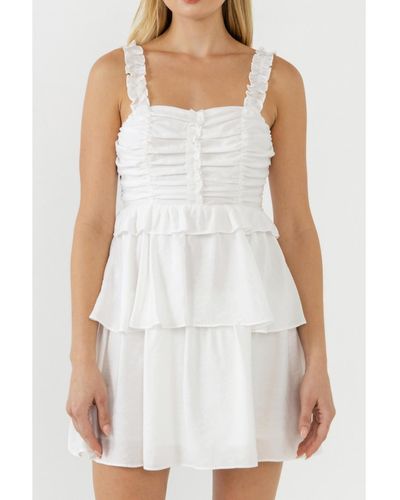 Endless Rose Corset Ruched Tiered Mini Dress - White