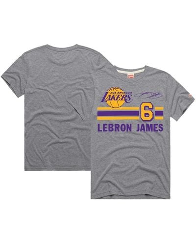 Homage Lebron James Los Angeles Lakers Number Tri-blend T-shirt - Gray