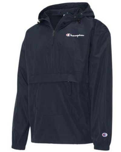Champion Packable Half-zip Hooded Water-resistant Jacket - Blue
