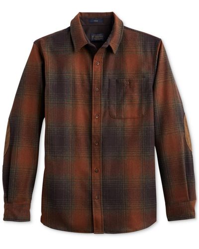 Pendleton Trail Plaid Button-down Wool Shirt - Brown