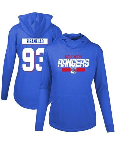 Levelwear Mika Zibanejad New York Rangers Vivid Player Name And Number Pullover Hoodie - Blue