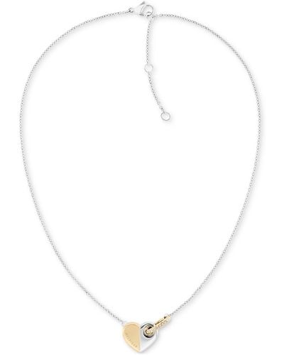 Tommy Hilfiger Two-tone Stainless Steel Pave Ring & Heart Pendant Necklace - White