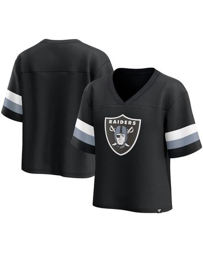 Fanatics Las Vegas Raiders Established Jersey Cropped V-neck T-shirt - Black