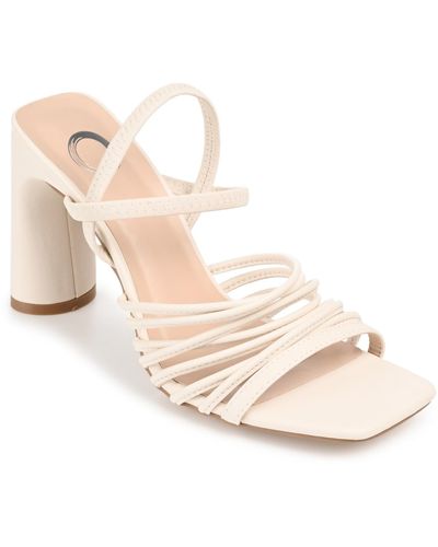 Journee Collection Hera Strappy Block Heel Dress Sandals - White