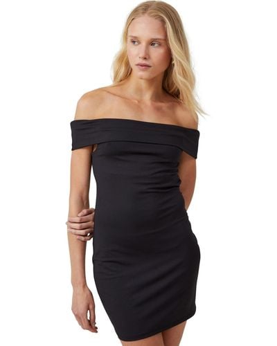 Cotton On Off Shoulder Luxe Mini Dress - Black