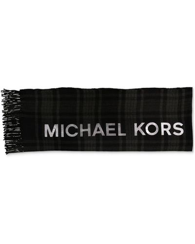 Michael Kors Michael Foil Logo Plaid Wrap Scarf - Black