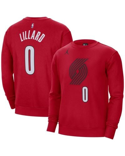 Nike Damian Lillard Portland Trail Blazers Statement Name And Number Pullover Sweatshirt - Red