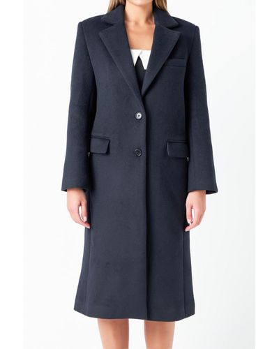 Grey Lab Oversize Wool Trench Coat - Blue
