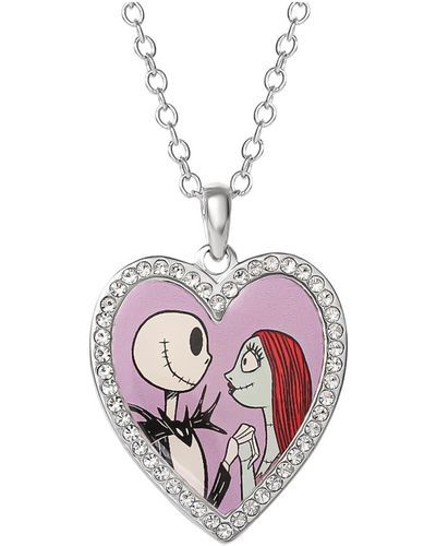Disney The Nightmare Before Christmas Jack And Sally Heart Pendant Necklace - Pink