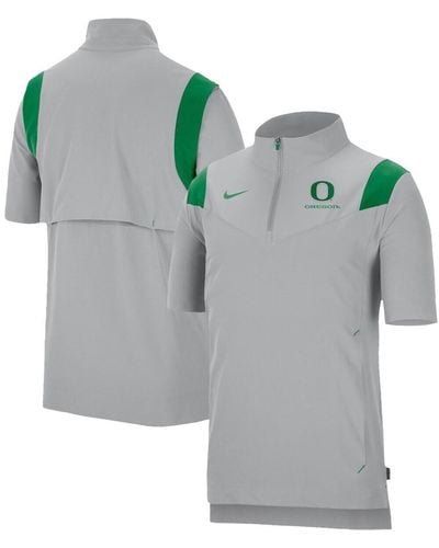 Nike Oregon Ducks Coach Short Sleeve Quarter-zip Jacket - Gray