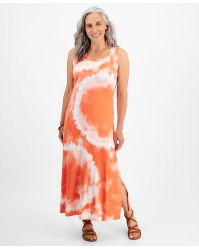 Style & Co. Petite Alana Dye Knit Maxi Dress - Orange