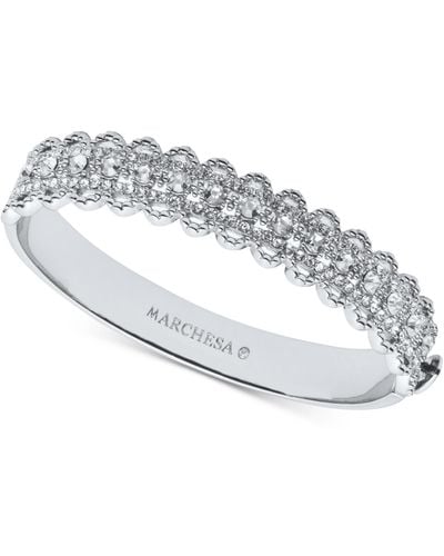 Marchesa Silver-tone Crystal Filigree Bangle Bracelet - Metallic