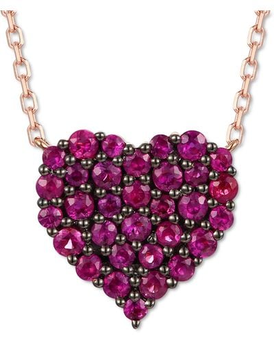 Le Vian Passion Ruby Heart Cluster 17-1/2" Pendant Necklace (3/4 Ct. T.w. - Purple