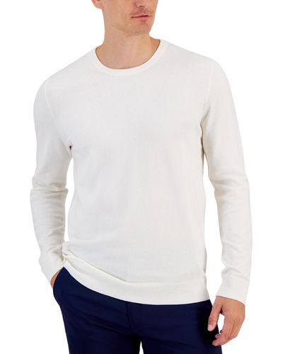 Alfani Solid Crewneck Sweater - White