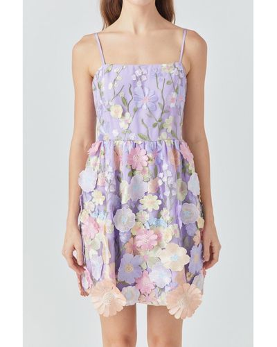 Endless Rose Floral Embroidered Mini Dress - Purple